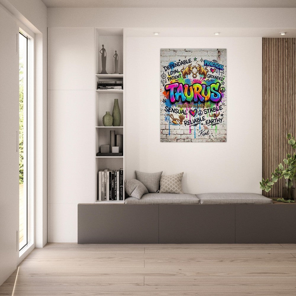 Wall art, Zodiac Poster, Pisces colorful, Cool Art, White