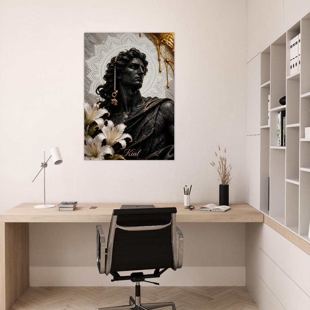 Virgo Zodiac Maiden Poster, Gold Wall Art, Astrology Canvas, Maiden Portrait, Zodiac Gift for Him, Danish Art Studio