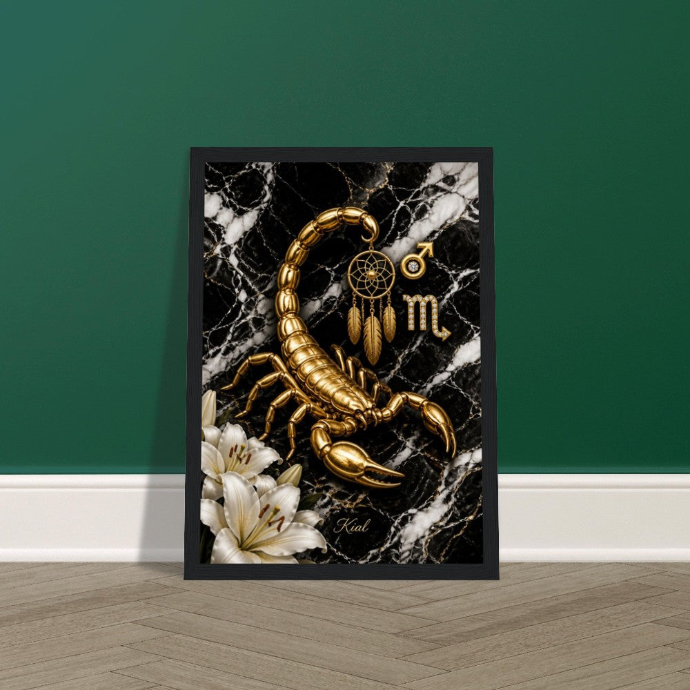 Scorpio Zodiac Scorpion Poster, Gold Wall Art, Zodiac Gift for Him, Danish Art Studio