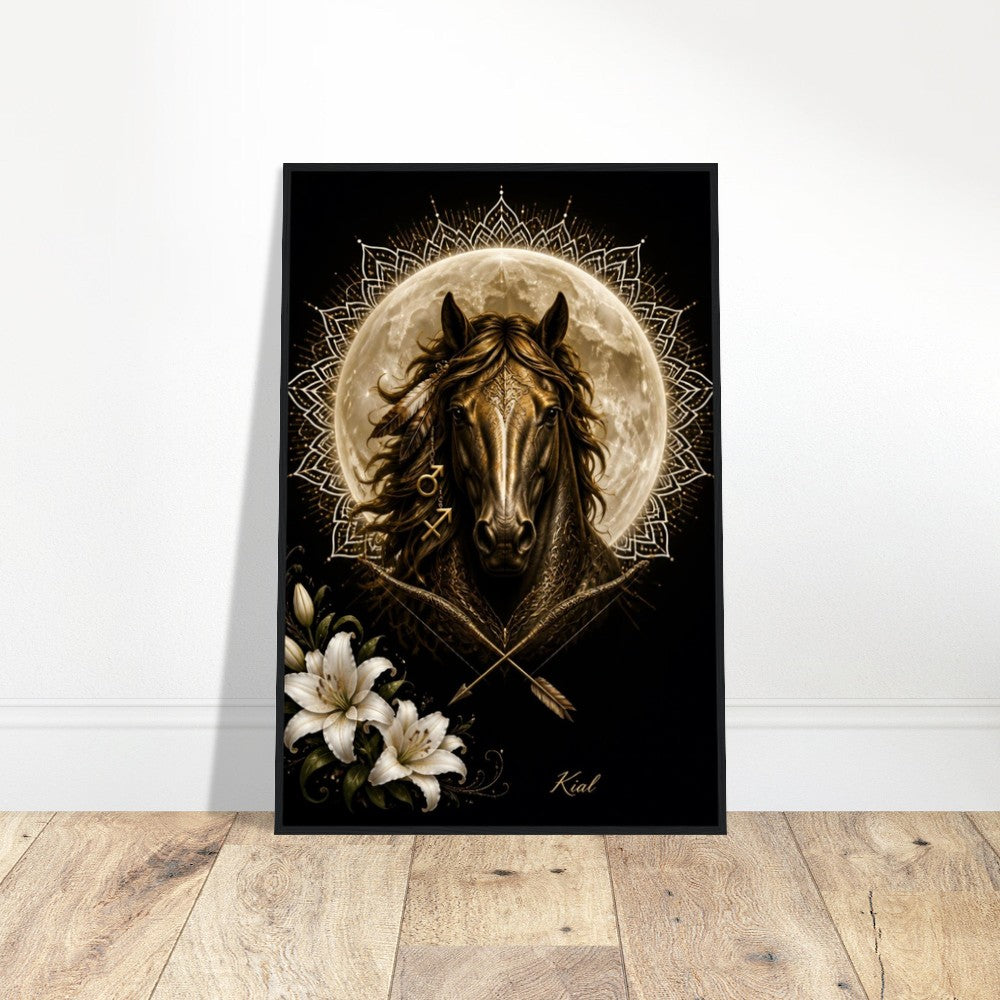 Sagittarius Zodiac Horse Poster, Gold Wall Art, Zodiac Gift for Him, Danish Art Studio