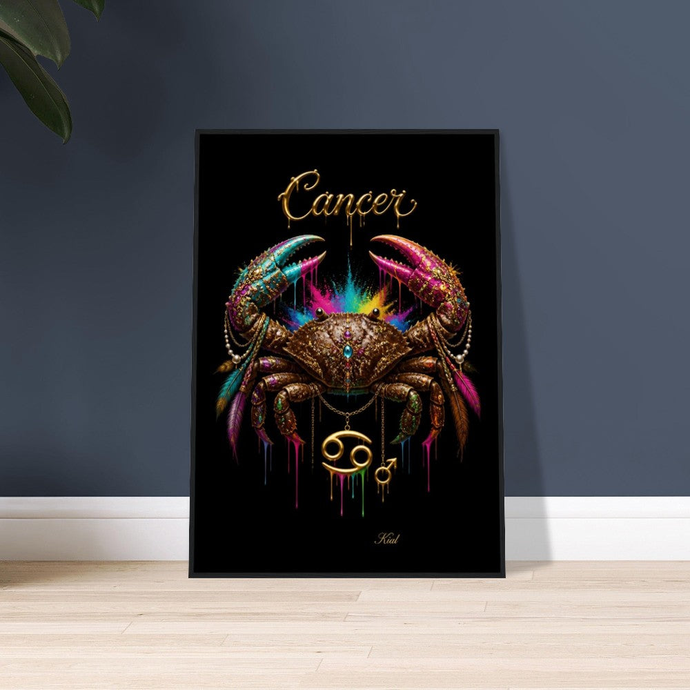 Krebs Neon Sternzeichen Krabbe Poster, Bunte Wandkunst, Künstlerische Astrologie Leinwand, Sternzeichen Geschenk für Ihn, Dänisches Kunststudio