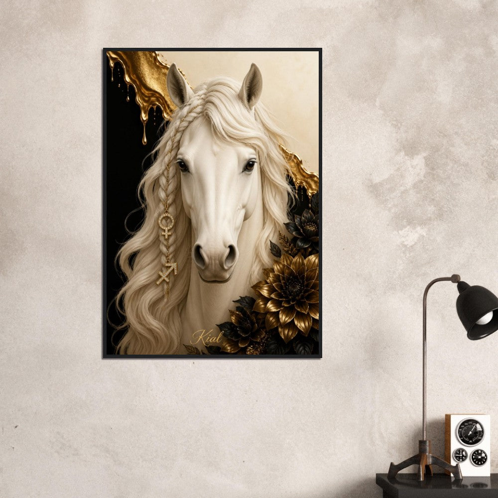Sagittarius Zodiac Horse Poster, Gold Wall Art, Zodiac Gift for Her, Danish Art Studio