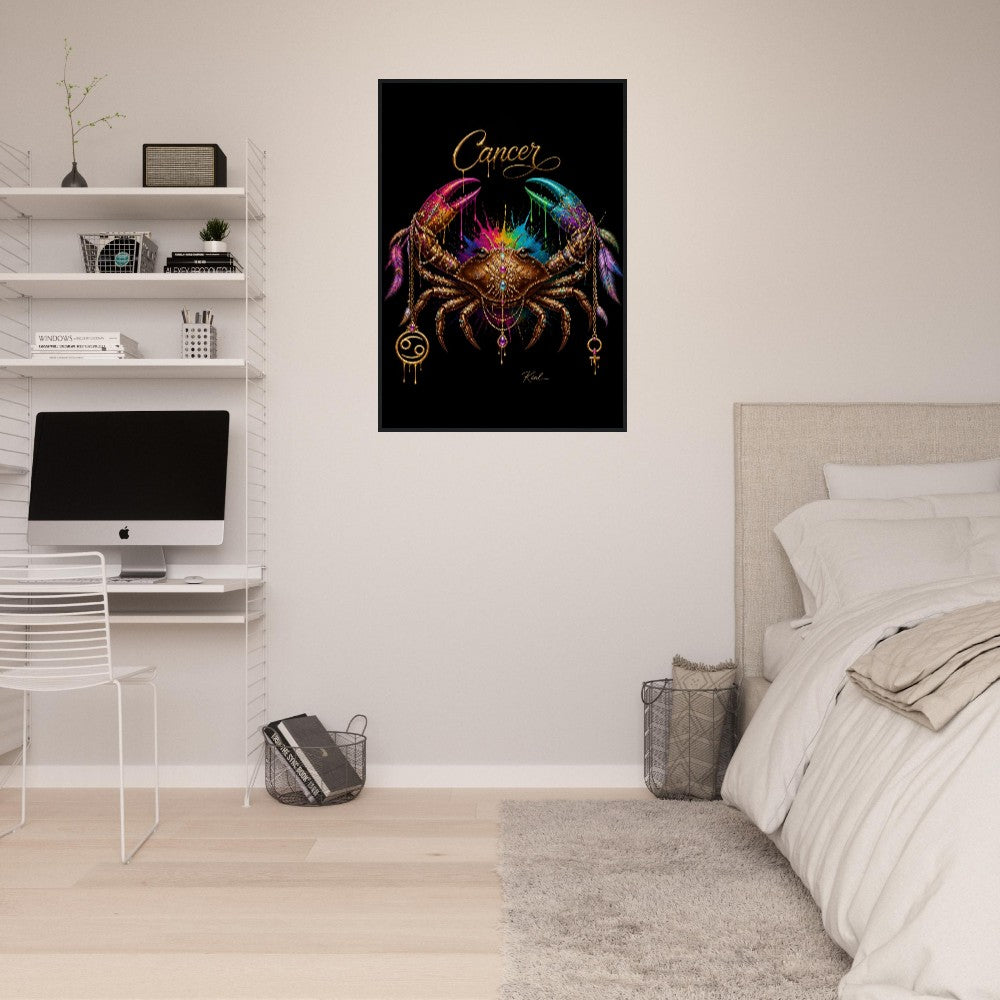 Krebs Neonschild, Buntes Wandbild, Künstlerische Astrologie-Leinwand, Sternzeichen-Geschenk für Sie, Danish Art Studio