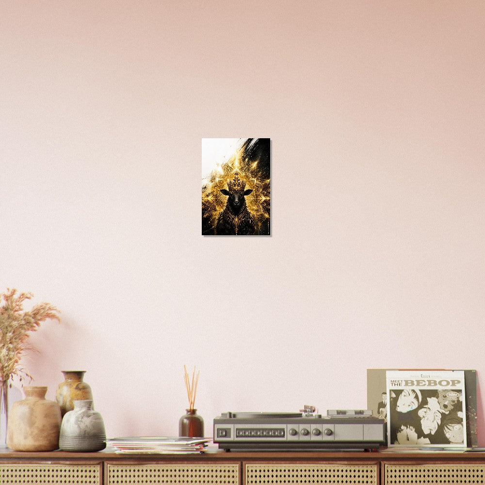 Aries Zodiac Ram Poster, Gold Wall Art, Astrology Canvas, Ram Portrait, Zodiac Gift for Her, Danish Art Studio
