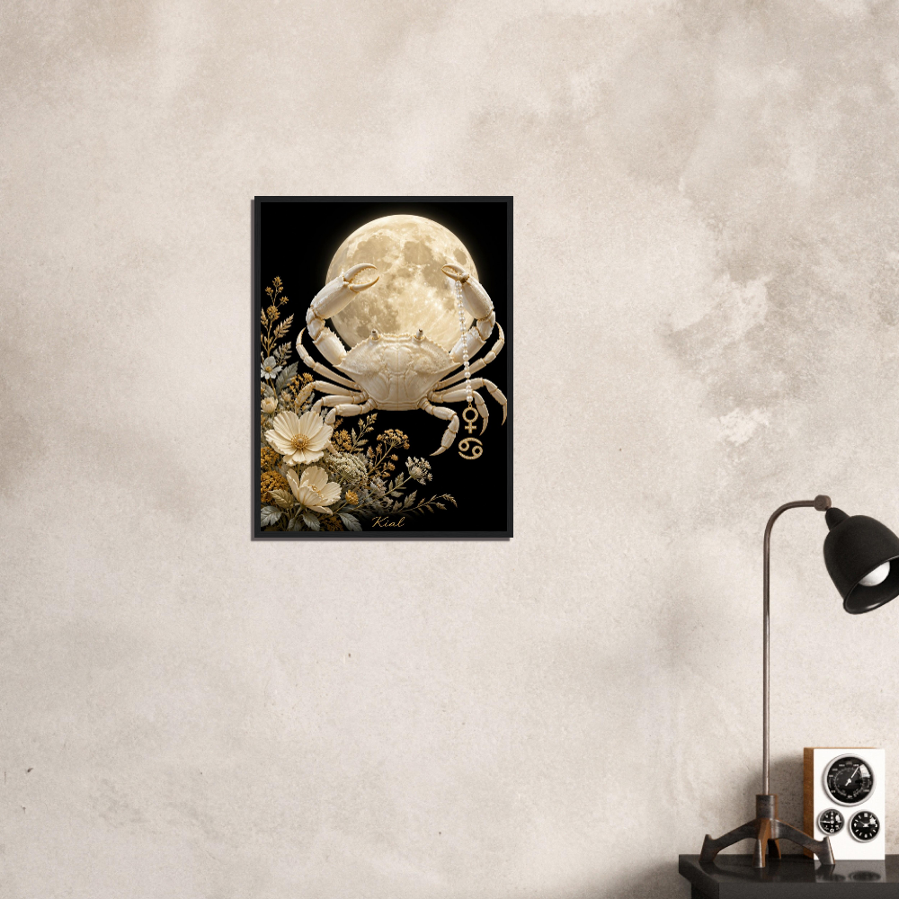 Cancer Zodiac Crab Poster, Gold Wall Art, Astrology Canvas, Crab Portrait, Zodiac Gift for Her, Danish Art Studio