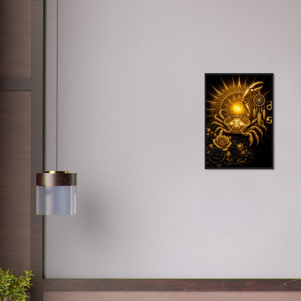 Cancer Zodiac Crab Poster, Gold Wall Art, Astrology Canvas, Crab Portrait, Zodiac Gift for Him, Danish Art Studio
