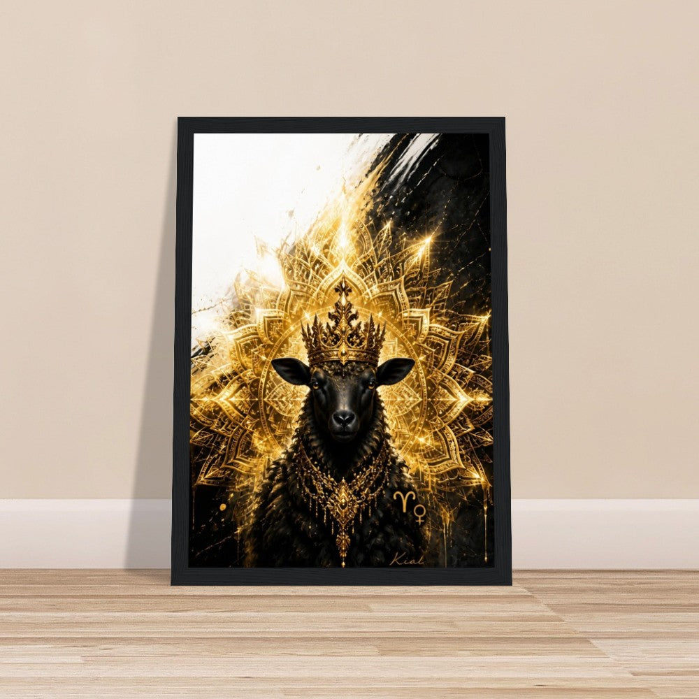Aries Zodiac Ram Poster, Gold Wall Art, Astrology Canvas, Ram Portrait, Zodiac Gift for Her, Danish Art Studio