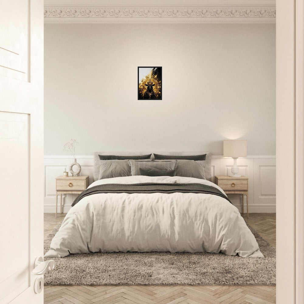 Aries Zodiac Ram Poster, Gold Wall Art, Astrology Canvas, Ram Portrait, Zodiac Gift for Her, Danish Art Studio