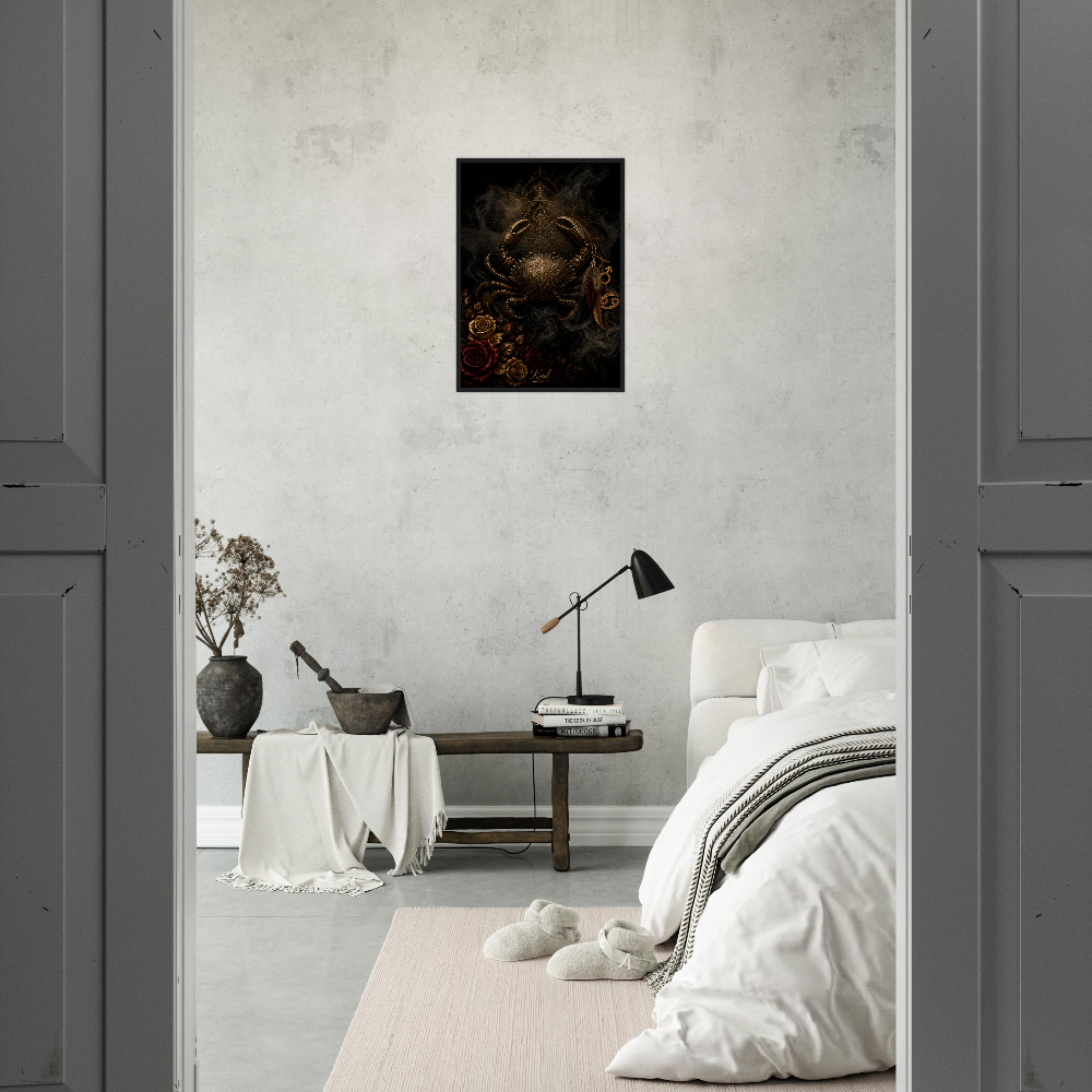 Cancer Zodiac Crab Poster, Gold Wall Art, Astrology Canvas, Crab Portrait, Zodiac Gift for Him, Danish Art Studio