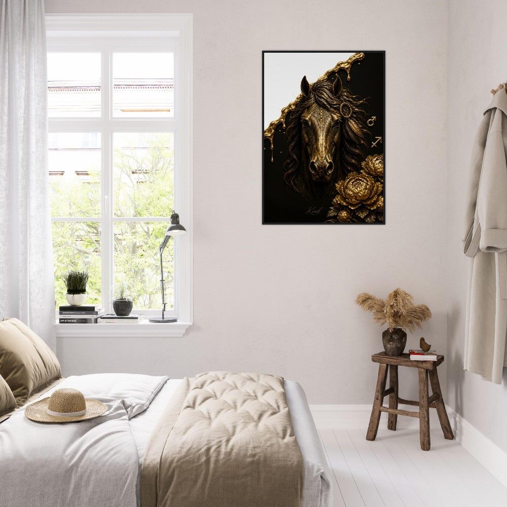 Sagittarius Zodiac Horse Poster, Gold Wall Art, Zodiac Gift for Him, Danish Art Studio