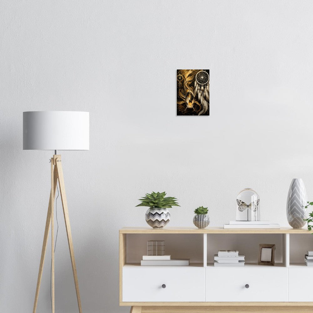 Pisces Zodiac Koi Poster, Gold Wall Art, Astrology Canvas, Koi Portrait, Zodiac Gift for Her, Danish Art Studio