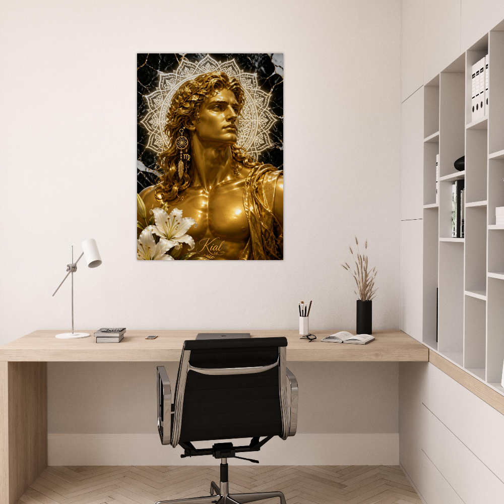 Virgo Zodiac Maiden Poster, Gold Wall Art, Astrology Canvas, Maiden Portrait, Zodiac Gift for Him, Danish Art Studio