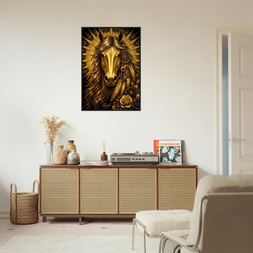 Sagittarius Zodiac Horse Poster, Gold Wall Art, Zodiac Gift for Him, Danish Art Studio
