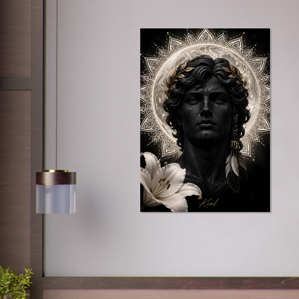 Virgo Zodiac Maiden Poster, Gold Wall Art, Astrology Canvas, Maiden Portrait, Zodiac Gift for Him, Danish Art Studio