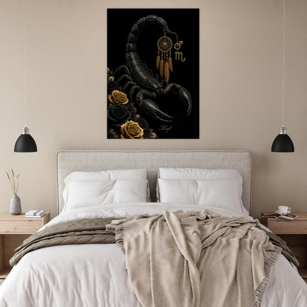 Scorpio Zodiac Scorpion Poster, Gold Wall Art, Zodiac Gift for Him, Danish Art Studio