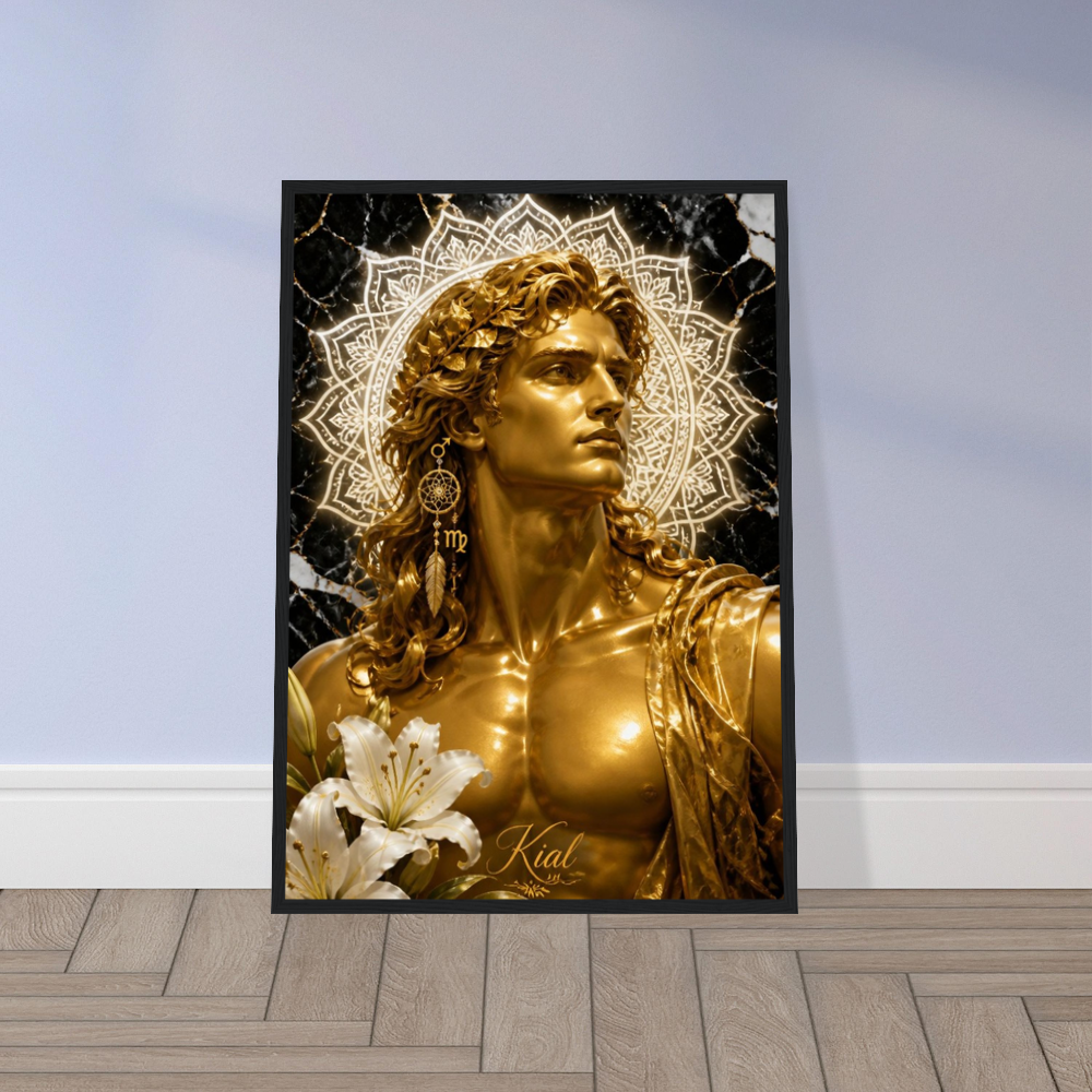 Virgo Zodiac Maiden Poster, Gold Wall Art, Astrology Canvas, Maiden Portrait, Zodiac Gift for Him, Danish Art Studio