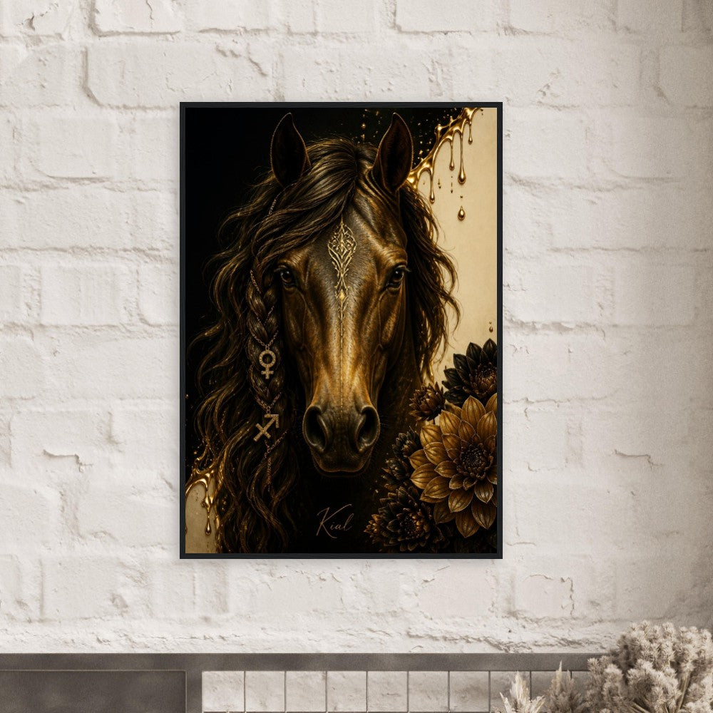 Sagittarius Zodiac Horse Poster, Gold Wall Art, Zodiac Gift for Her, Danish Art Studio