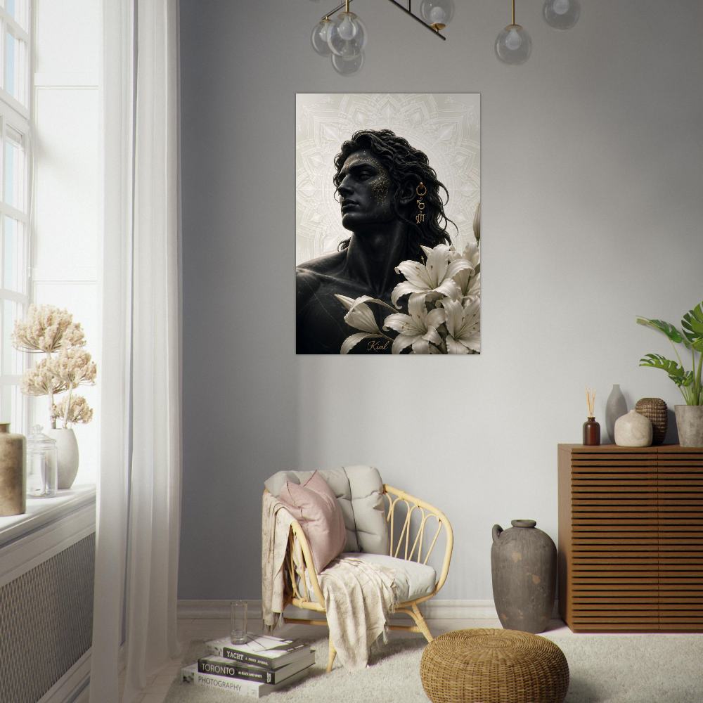 Virgo Zodiac Maiden Poster, Gold Wall Art, Astrology Canvas, Maiden Portrait, Zodiac Gift for Him, Danish Art Studio