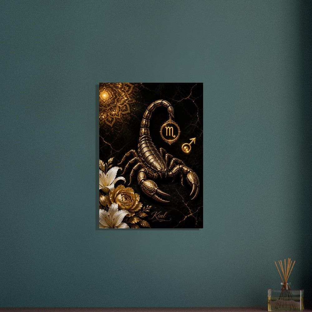 Scorpio Zodiac Scorpion Poster, Gold Wall Art, Zodiac Gift for Him, Danish Art Studio