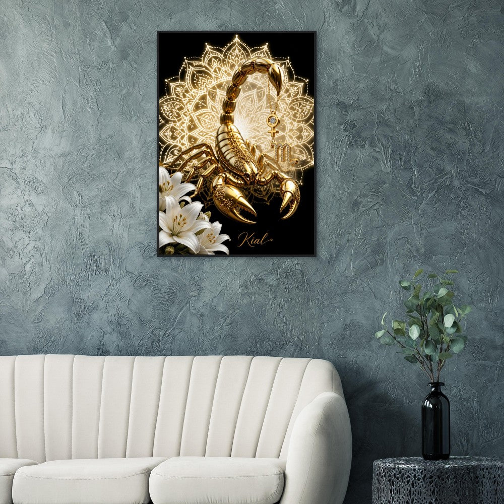Scorpio Zodiac Scorpion Poster, Gold Wall Art, Zodiac Gift for Her, Danish Art Studio