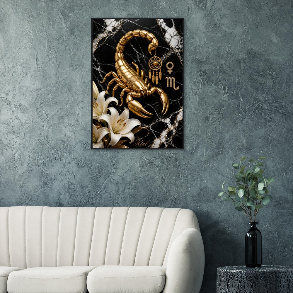 Scorpio Zodiac Scorpion Poster, Gold Wall Art, Zodiac Gift for Her, Danish Art Studio