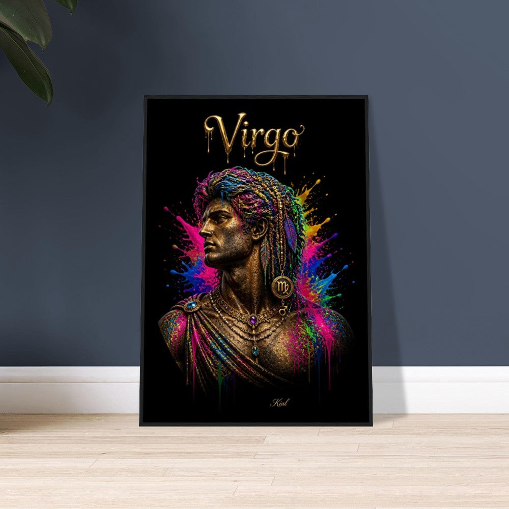 Virgo Neon Zodiac Maiden Poster, Colorful Wall Art, Artistic Astrology Canvas, Zodiac Gift for Him, Danish Art Studio