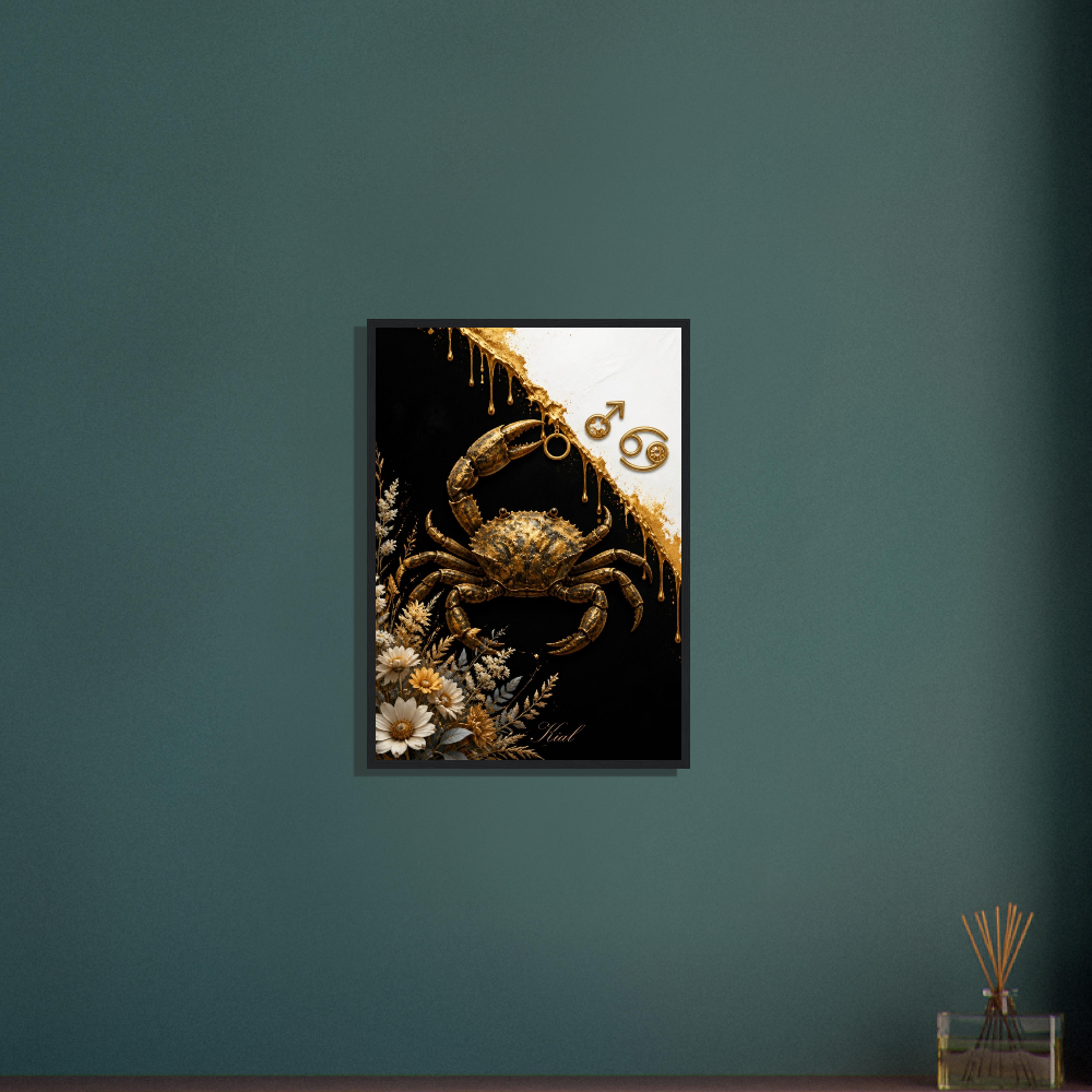 Cancer Zodiac Crab Poster, Gold Wall Art, Astrology Canvas, Crab Portrait, Zodiac Gift for Him Danish Art Studio
