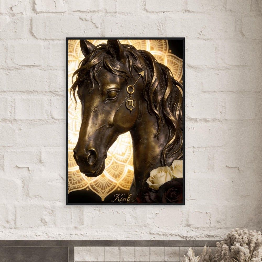 Sagittarius Zodiac Horse Poster, Gold Wall Art, Zodiac Gift for Him, Danish Art Studio