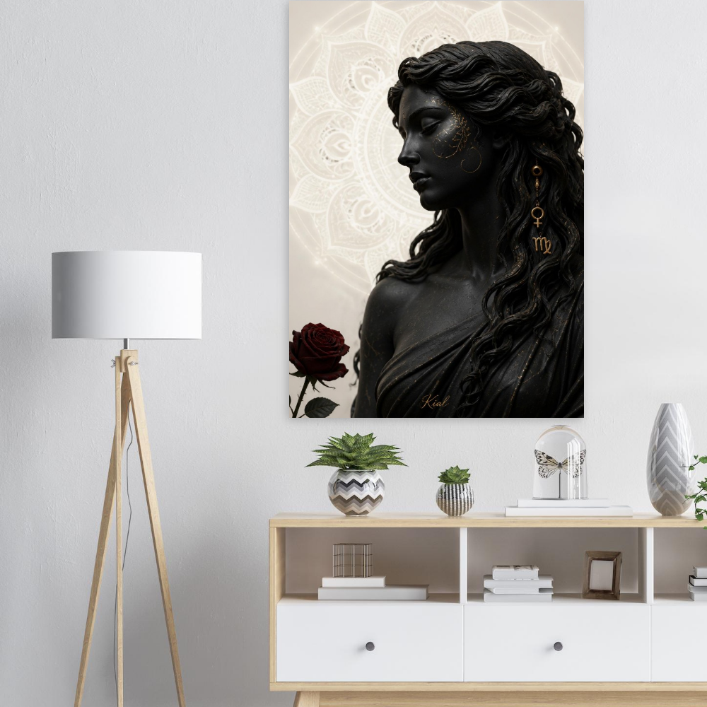 Virgo Zodiac Maiden Poster, Gold Wall Art, Astrology Canvas, Maiden Portrait, Zodiac Gift for Her, Danish Art Studio