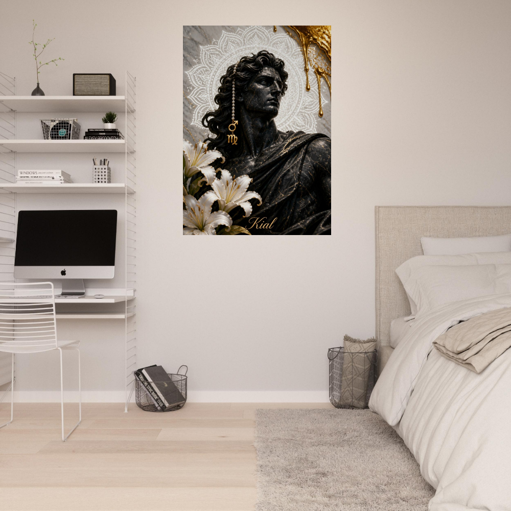 Virgo Zodiac Maiden Poster, Gold Wall Art, Astrology Canvas, Maiden Portrait, Zodiac Gift for Him, Danish Art Studio
