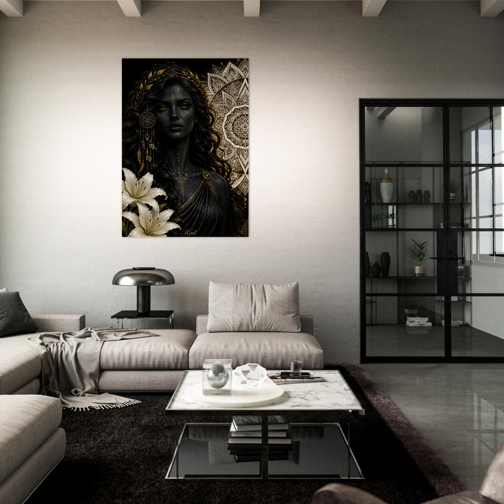 Virgo Zodiac Maiden Poster, Gold Wall Art, Astrology Canvas, Maiden Portrait, Zodiac Gift for Her, Danish Art Studio