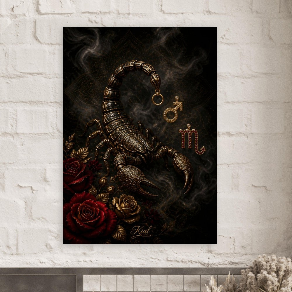 Scorpio Zodiac Scorpion Poster, Gold Wall Art, Zodiac Gift for Him, Danish Art Studio
