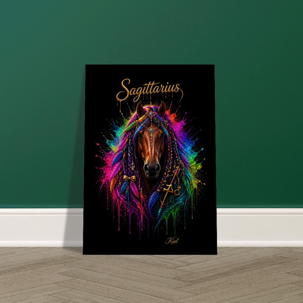 Sagittarius Neon Zodiac Horse Poster, Colorful Wall Art, Zodiac Gift for Him, Danish Art Studio