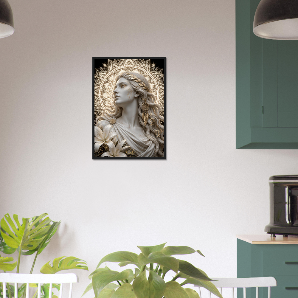 Virgo Zodiac Maiden Poster, Gold Wall Art, Astrology Canvas, Maiden Portrait, Zodiac Gift for Her, Danish Art Studio
