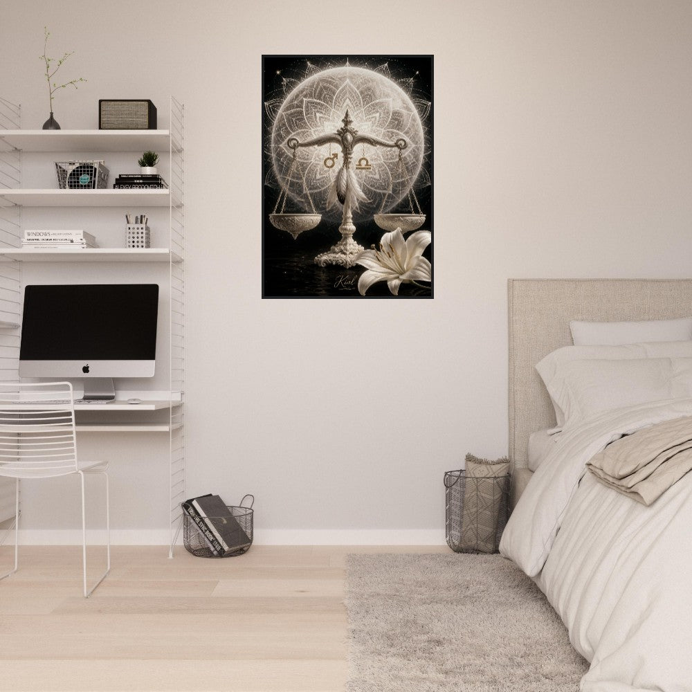 Libra Zodiac Scales Poster, Gold Wall Art, Astrology Canvas, Scales Portrait, Zodiac Gift for Him, Danish Art Studio