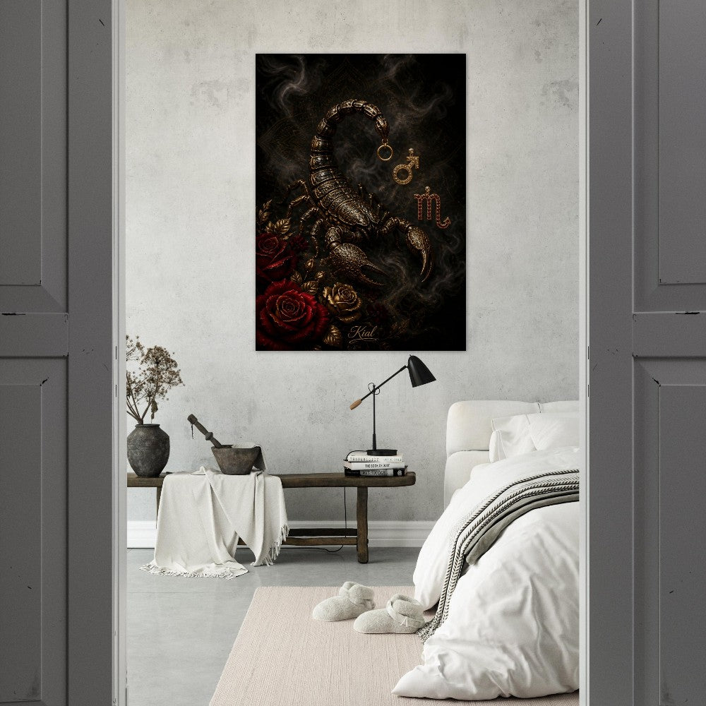 Scorpio Zodiac Scorpion Poster, Gold Wall Art, Zodiac Gift for Him, Danish Art Studio