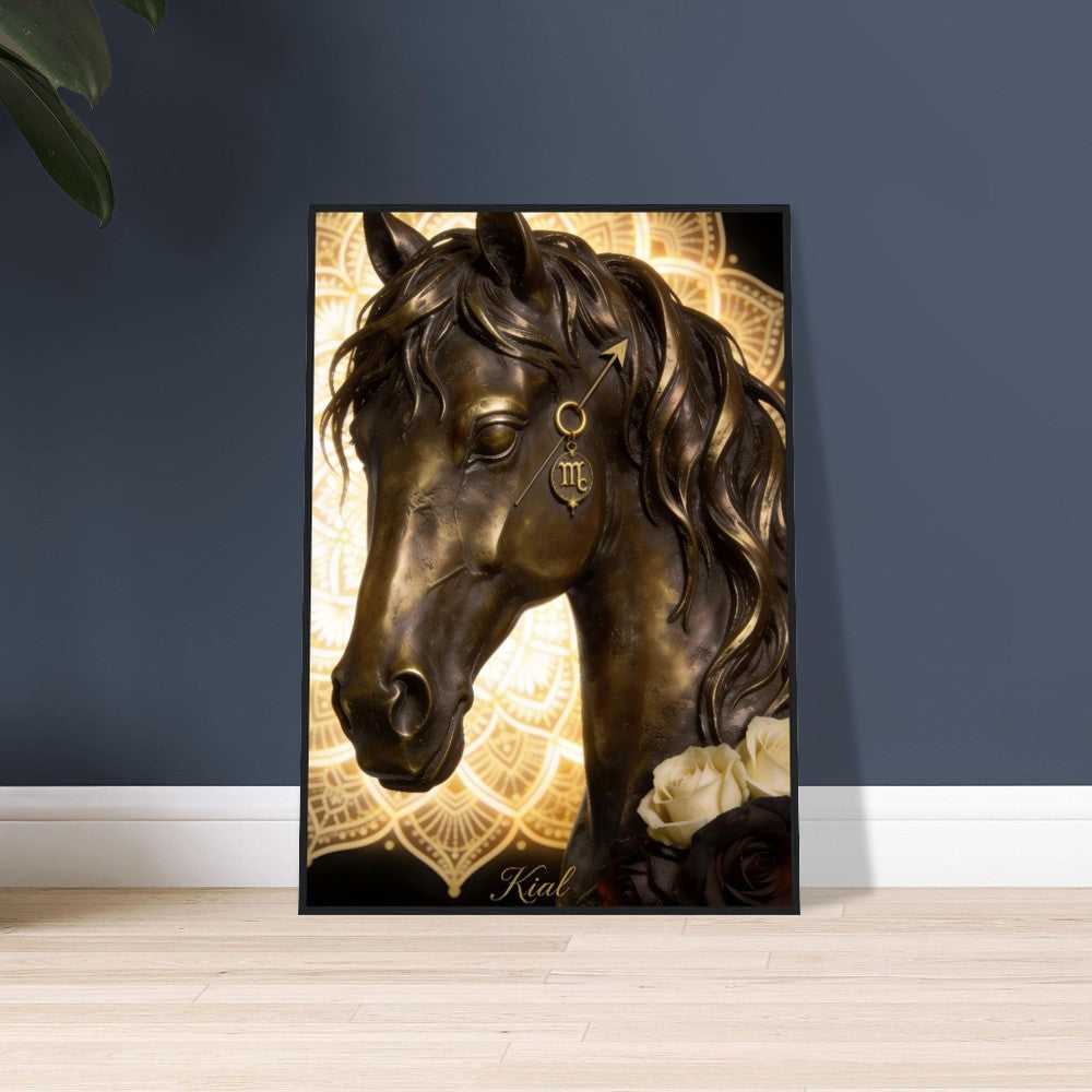 Sagittarius Zodiac Horse Poster, Gold Wall Art, Zodiac Gift for Him, Danish Art Studio