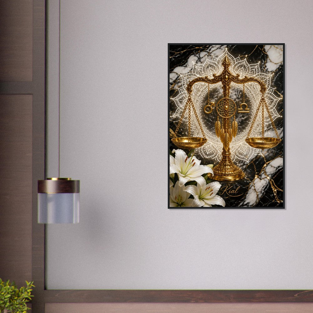 Libra Zodiac Scales Poster, Gold Wall Art, Astrology Canvas, Scales Portrait, Zodiac Gift for Him, Danish Art Studio