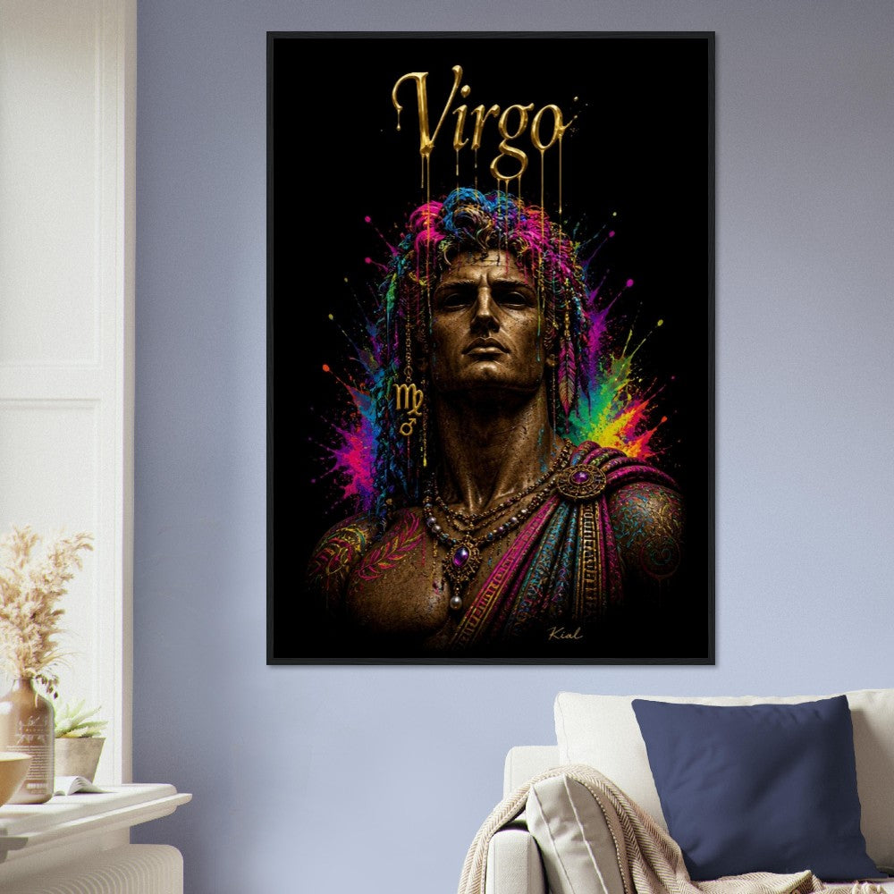 Virgo Neon Zodiac Maiden Poster, Colorful Wall Art, Artistic Astrology Canvas, Zodiac Gift for Him, Danish Art Studio