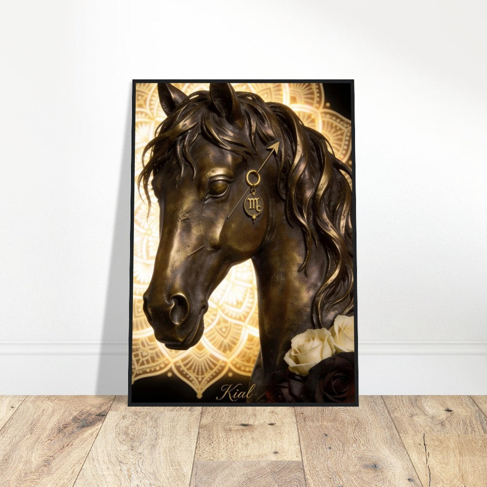 Sagittarius Zodiac Horse Poster, Gold Wall Art, Zodiac Gift for Him, Danish Art Studio