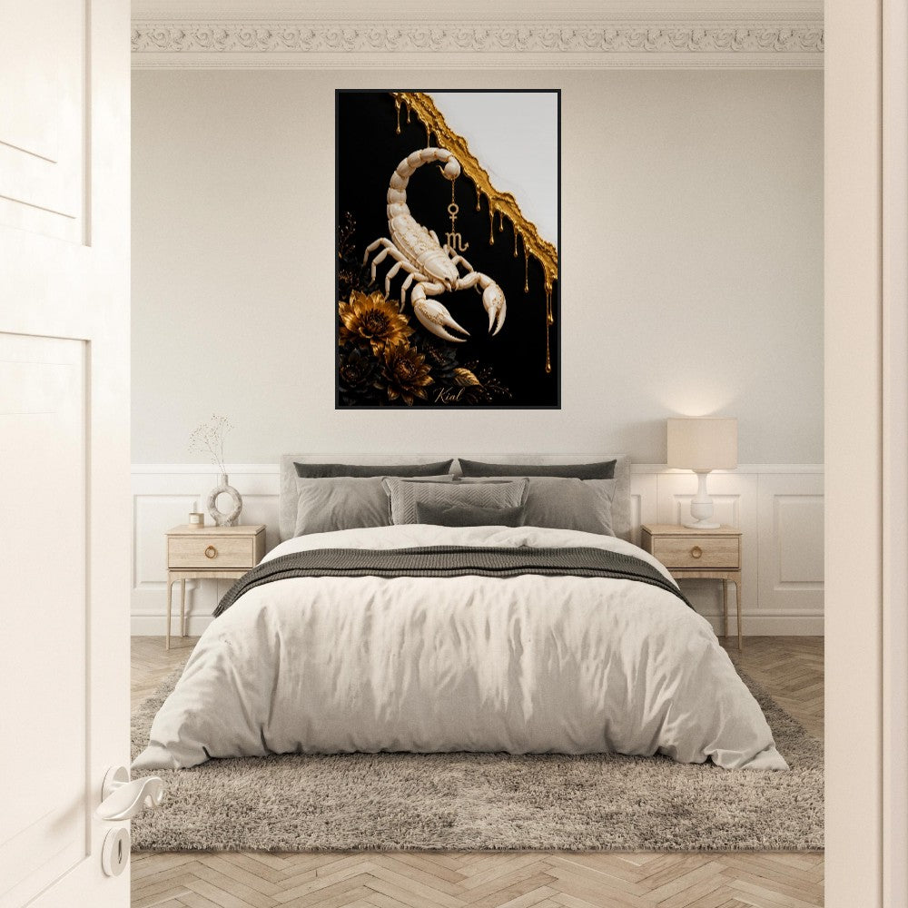 Scorpio Zodiac Scorpion Poster, Gold Wall Art, Zodiac Gift for Her, Danish Art Studio