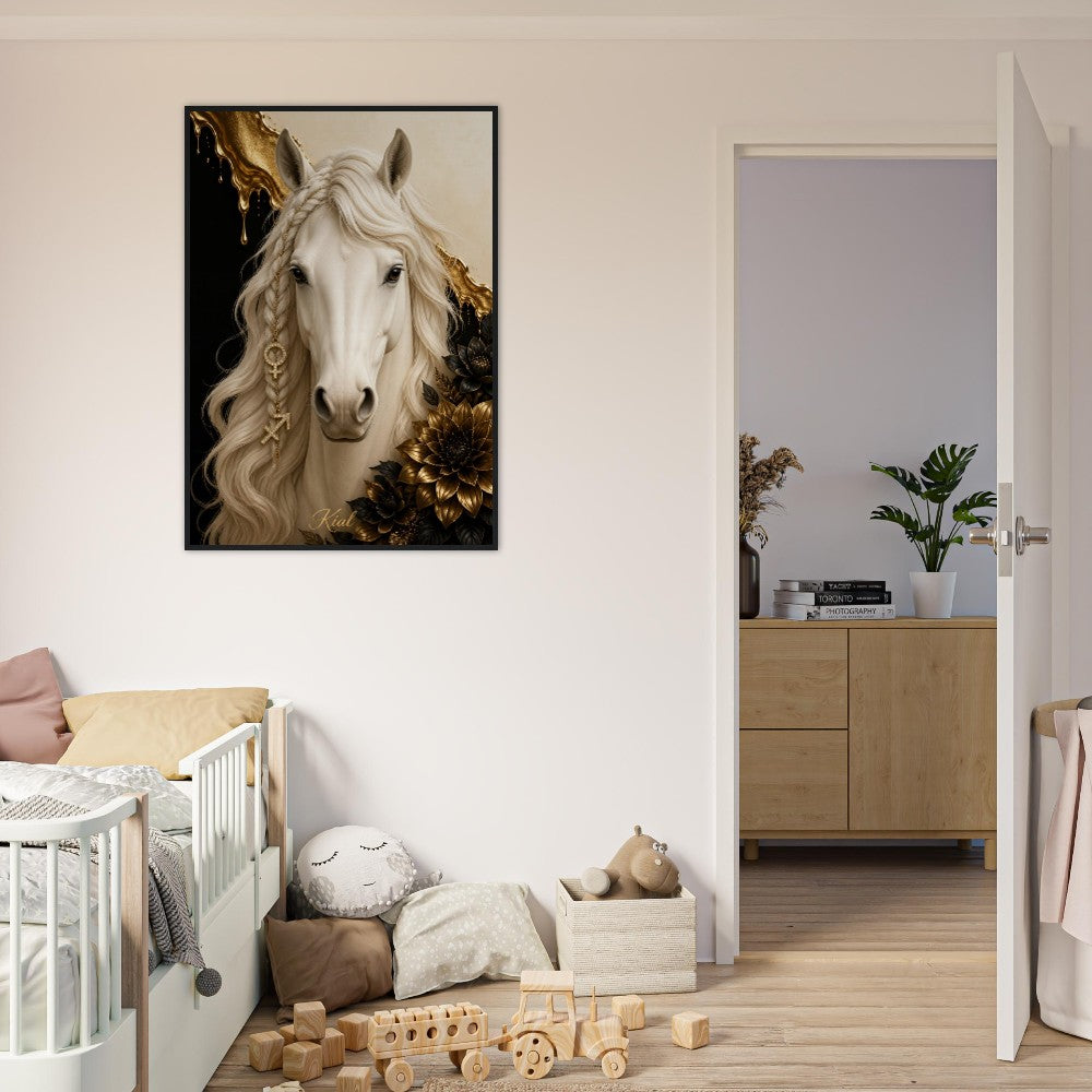 Sagittarius Zodiac Horse Poster, Gold Wall Art, Zodiac Gift for Her, Danish Art Studio