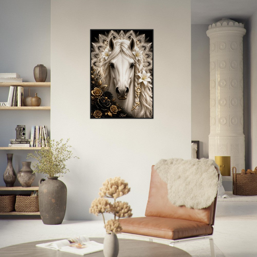 Sagittarius Zodiac Horse Poster, Gold Wall Art, Zodiac Gift for Her, Danish Art Studio