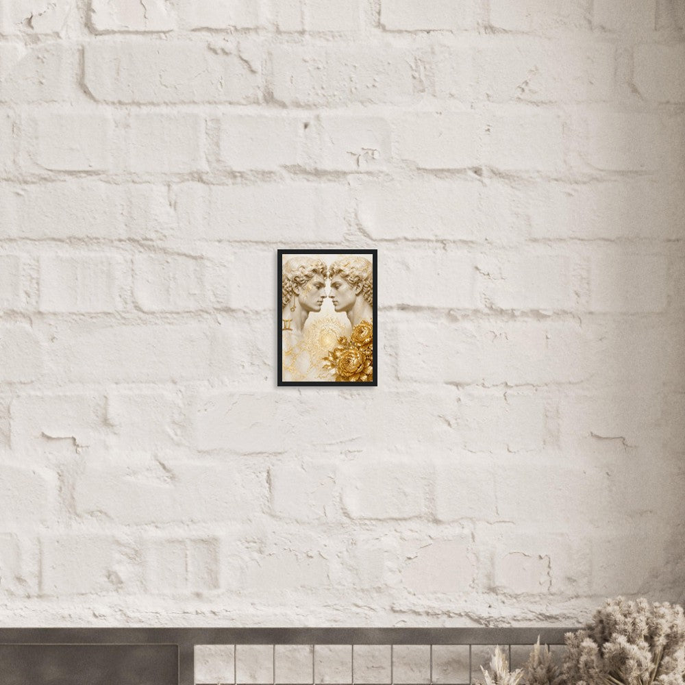 Gemini Zodiac Twins Poster, Gold Wall Art, Astrology Canvas, Twins Portrait, Zodiac Gift for Him, Danish Art Studio