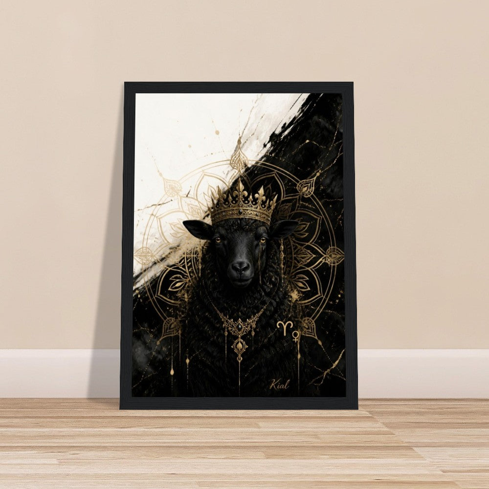 Aries Zodiac Ram Poster, Gold Wall Art, Astrology Canvas, Ram Portrait, Zodiac Gift for Her, Danish Art Studio