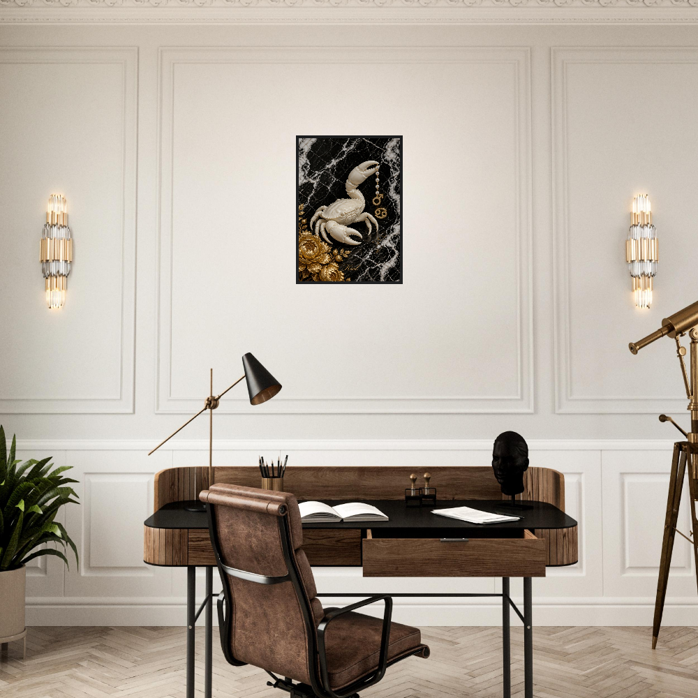 Cancer Zodiac Crab Poster, Gold Wall Art, Astrology Canvas, Crab Portrait, Zodiac Gift for Him, Danish Art Studio