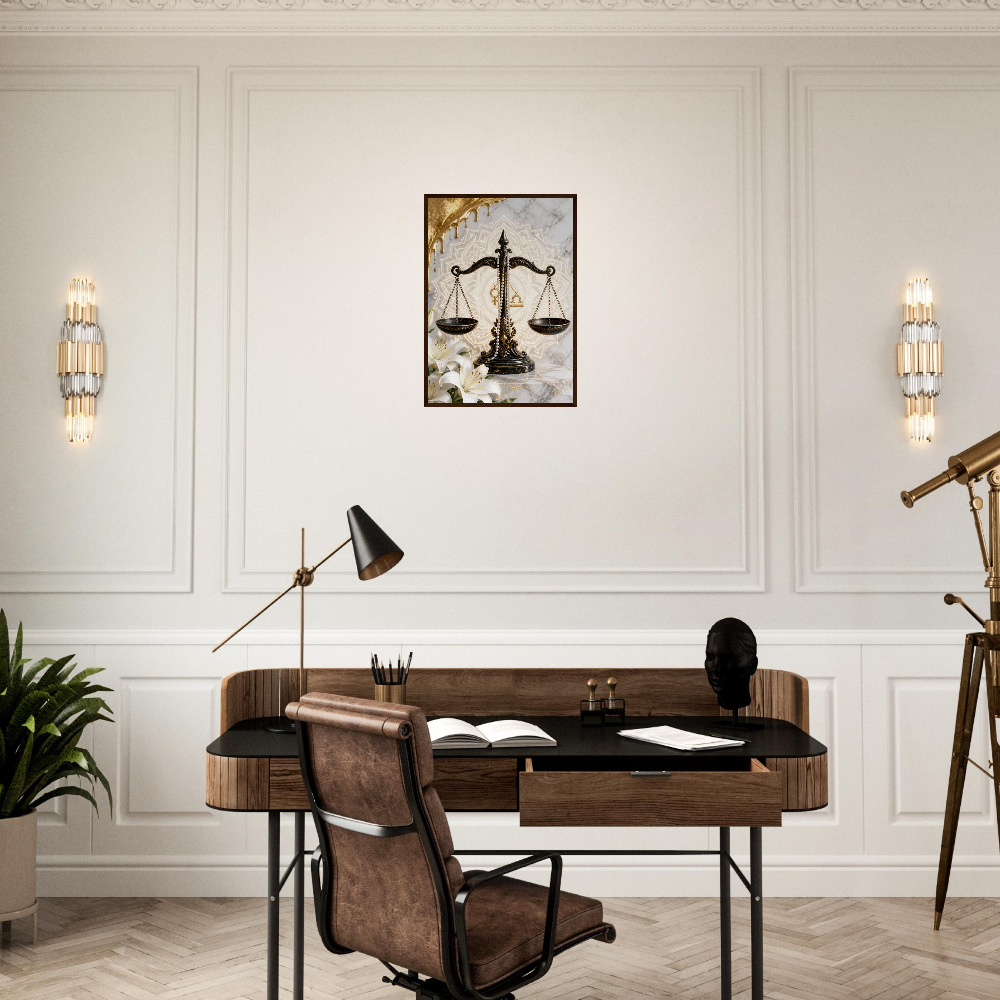 Libra Zodiac Scales Poster, Gold Wall Art, Astrology Canvas, Scales Portrait, Zodiac Gift for Her, Danish Art Studio