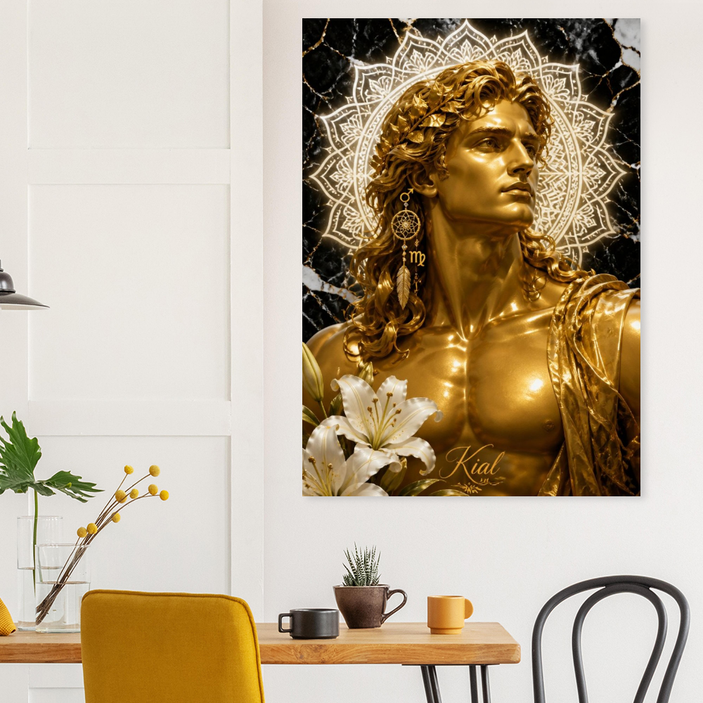 Virgo Zodiac Maiden Poster, Gold Wall Art, Astrology Canvas, Maiden Portrait, Zodiac Gift for Him, Danish Art Studio
