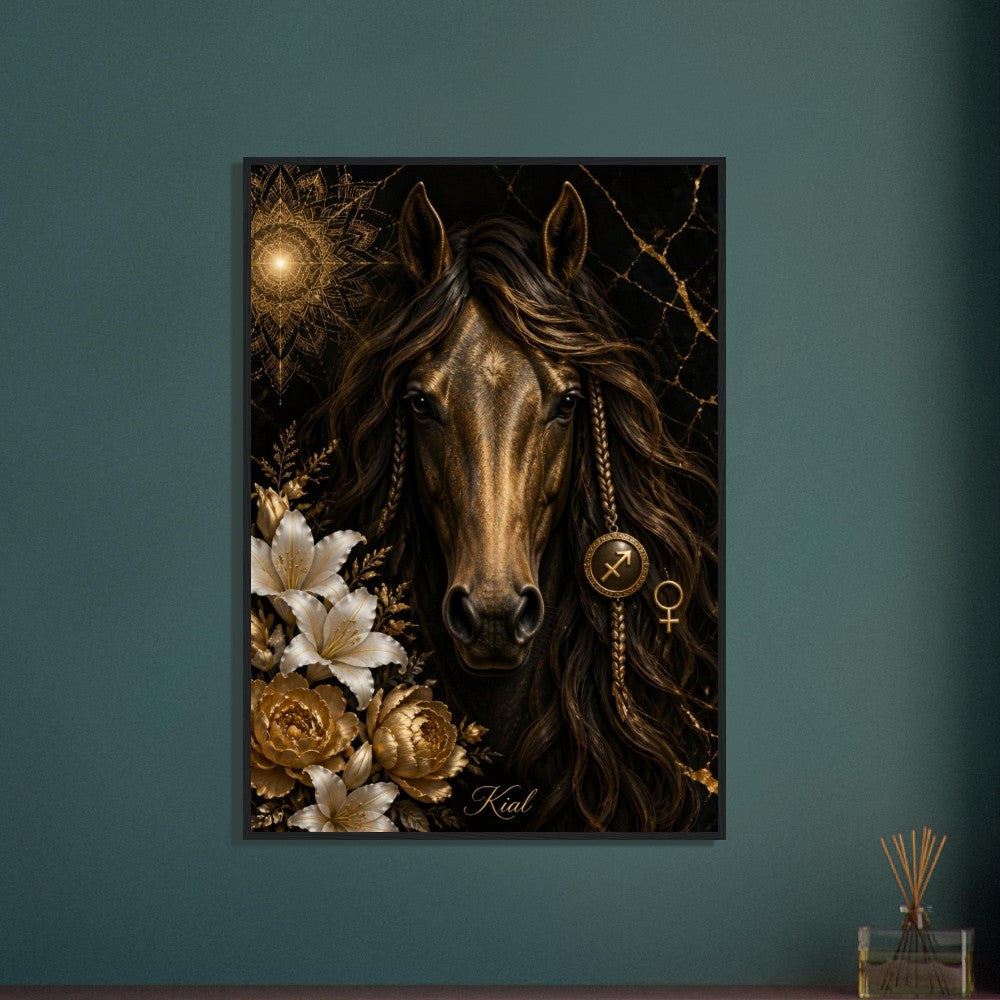 Sagittarius Zodiac Horse Poster, Gold Wall Art, Zodiac Gift for Her, Danish Art Studio