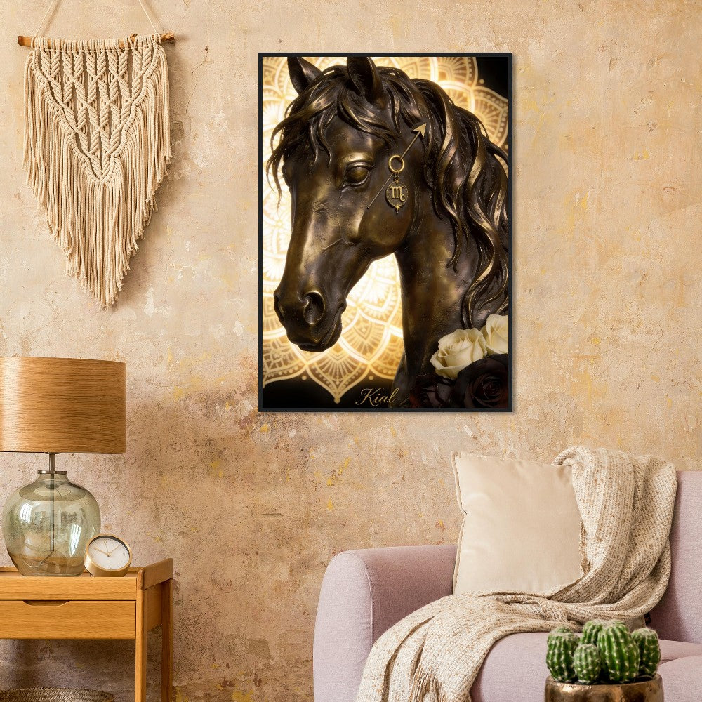 Sagittarius Zodiac Horse Poster, Gold Wall Art, Zodiac Gift for Him, Danish Art Studio